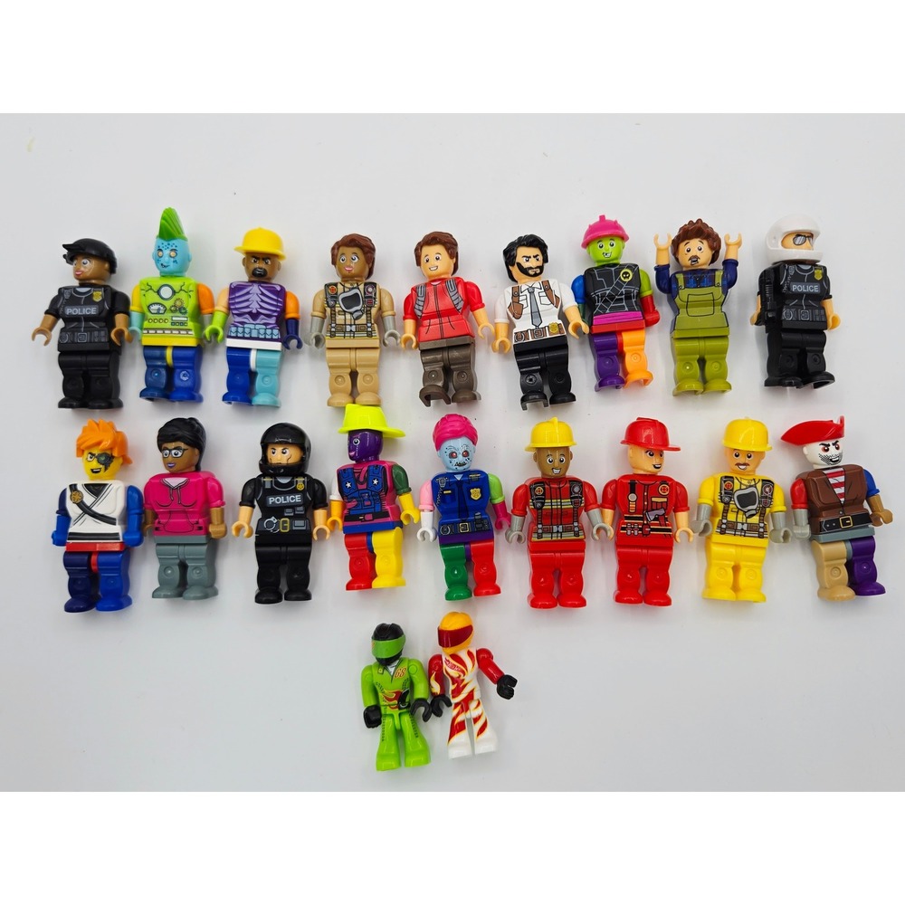 RMS International Building Block Minifigures Lot of 20 Police Fire Pirate Toy